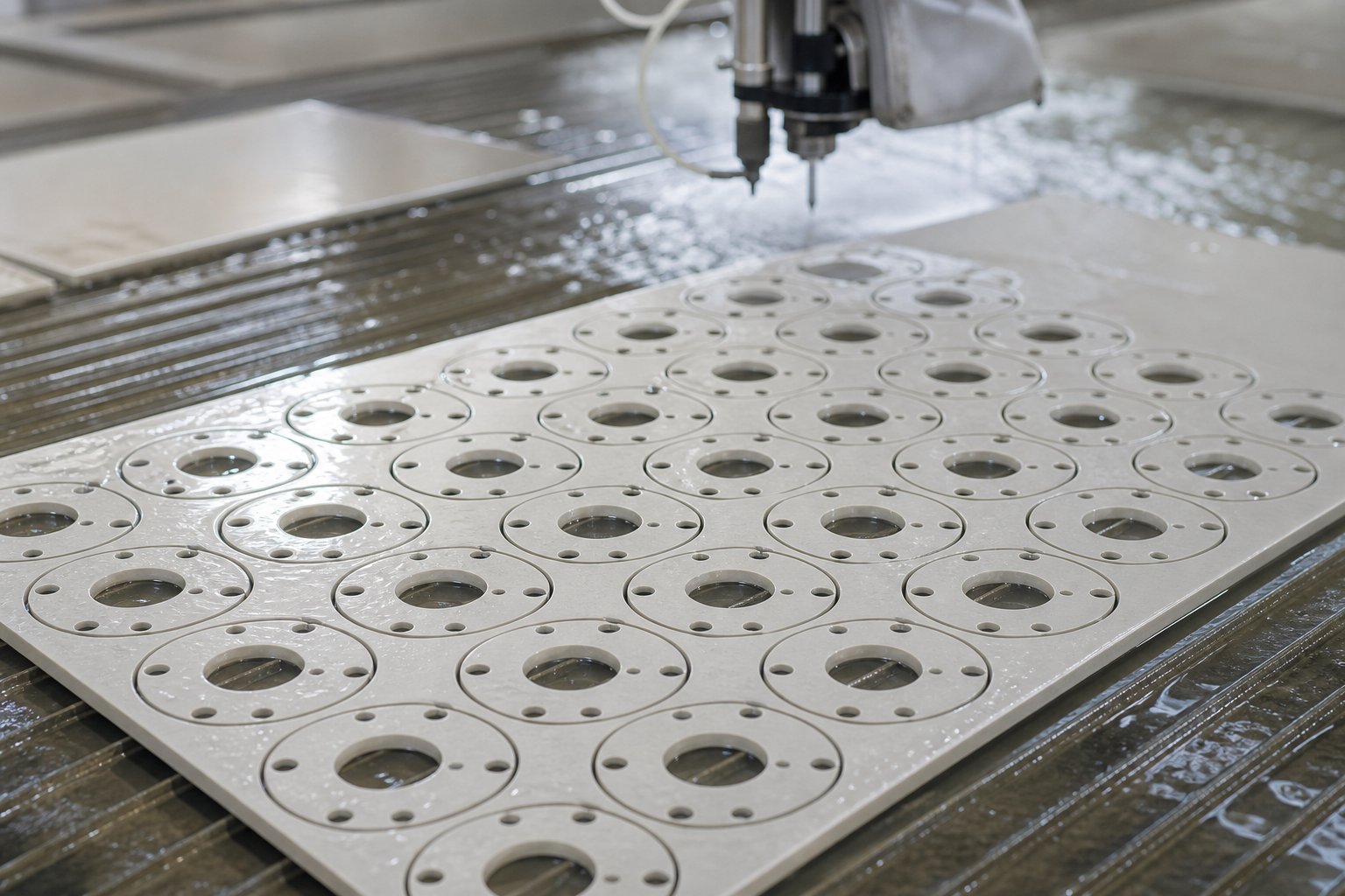 Corte Waterjet en condiciones reales de trabajo